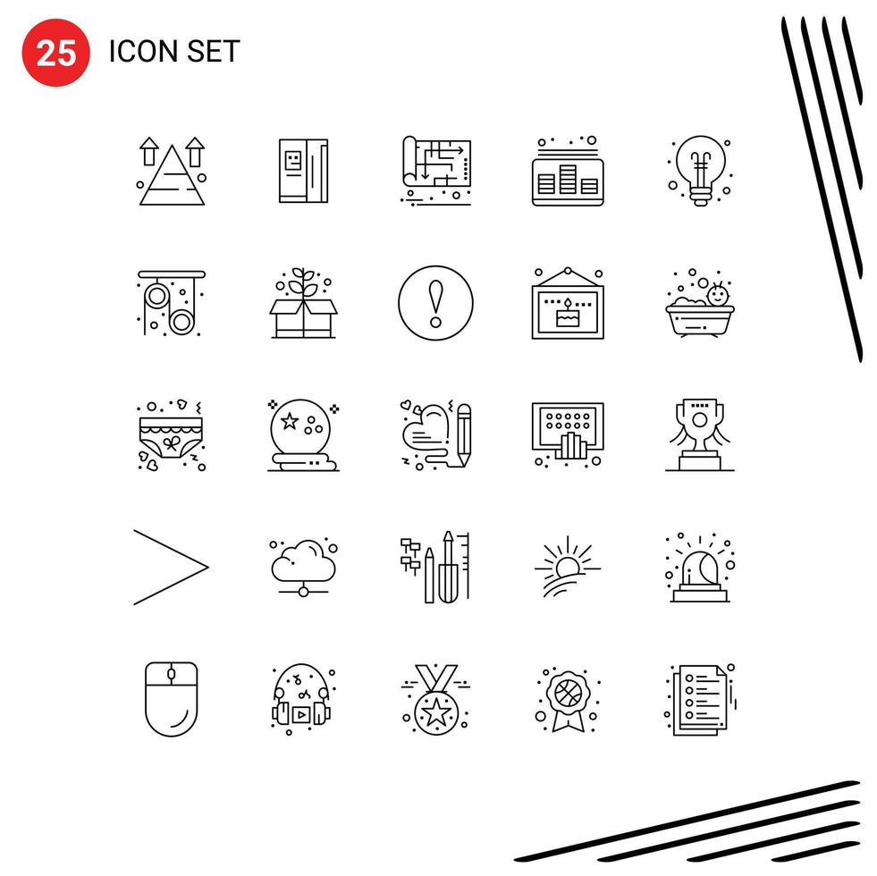 Set of 25 Vector Lines on Grid for music control freezer audio map Editable Vector Design Elements