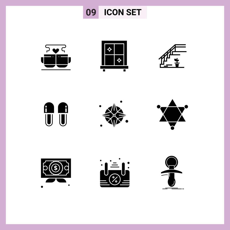 9 Creative Icons Modern Signs and Symbols of compass relaxation upstairs hygiene beauty Editable Vector Design Elements