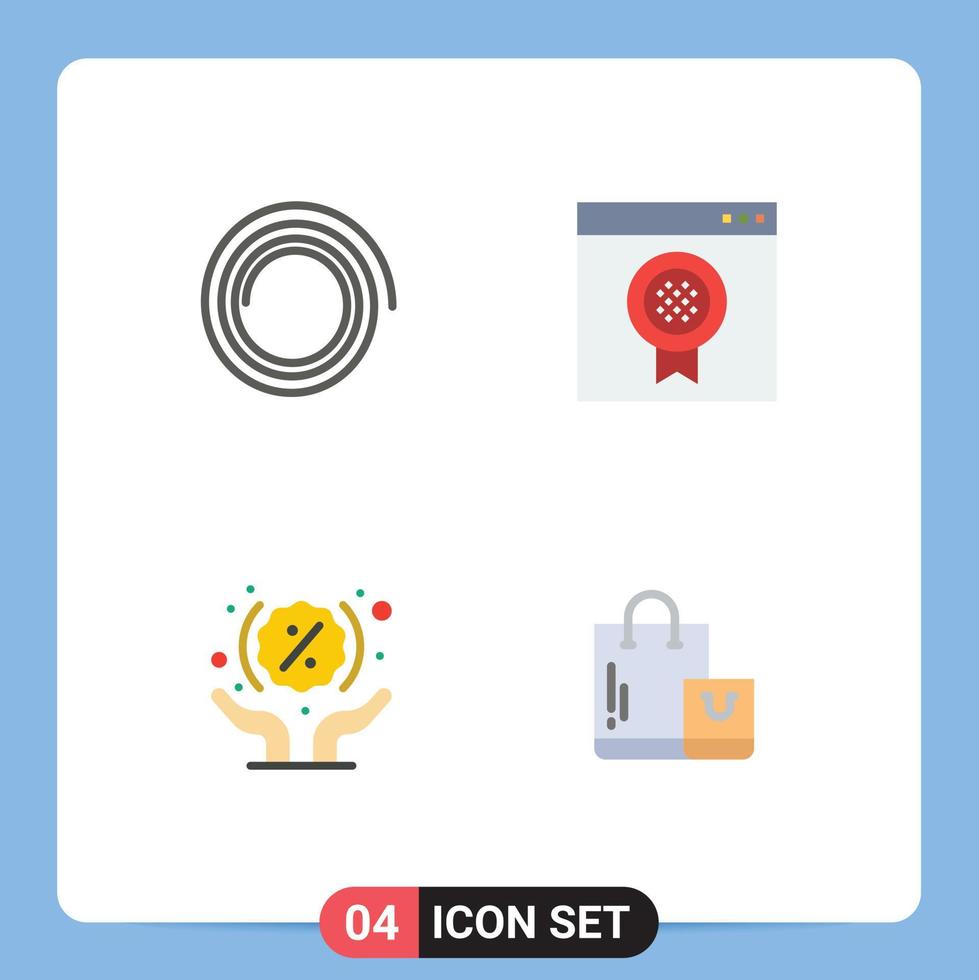 Modern Set of 4 Flat Icons Pictograph of shape shopping browser discount ecommerce Editable Vector Design Elements