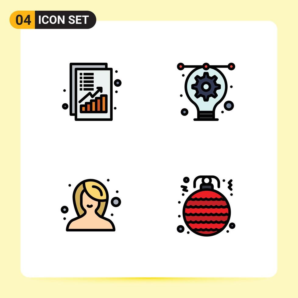 Universal Icon Symbols Group of 4 Modern Filledline Flat Colors of analysis beauty money bulb makeup Editable Vector Design Elements