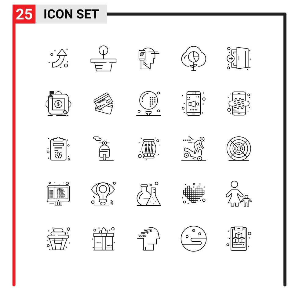 conjunto de 25 iconos de interfaz de usuario modernos signos de símbolos para inversión de emergencia datos de gráficos humanos elementos de diseño vectorial editables vector