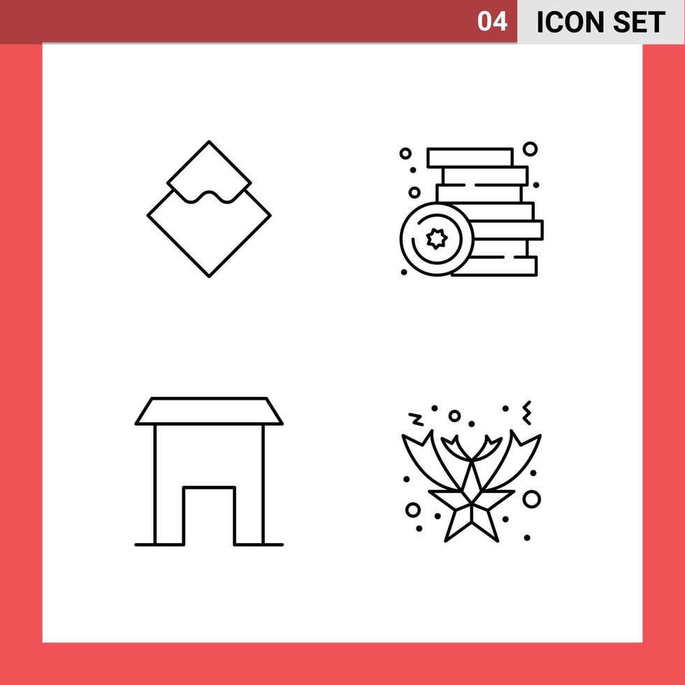 conjunto de 4 iconos de interfaz de usuario modernos símbolos signos para juguetes de ondas instituto de juegos de criptomonedas construcción de elementos de diseño de vectores editables