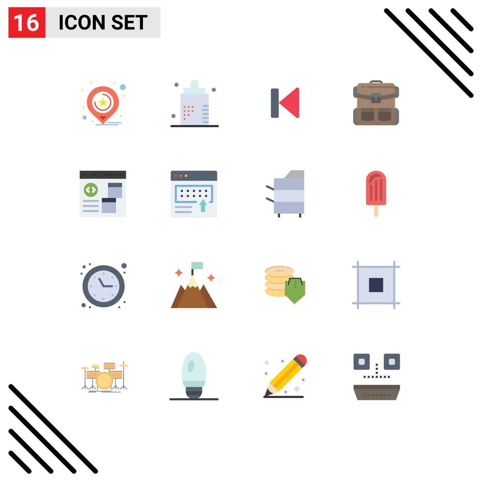 16 Thematic Vector Flat Colors and Editable Symbols of location back business disease control Editable Pack of Creative Vector Design Elements