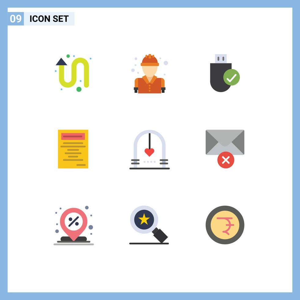 Modern Set of 9 Flat Colors Pictograph of celebration study computers education stick Editable Vector Design Elements