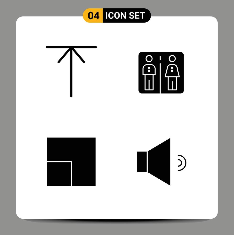 paquete de iconos de vector de stock de 4 signos y símbolos de línea para el sonido de flecha hacia abajo elementos de diseño de vector editables de volumen de hotel