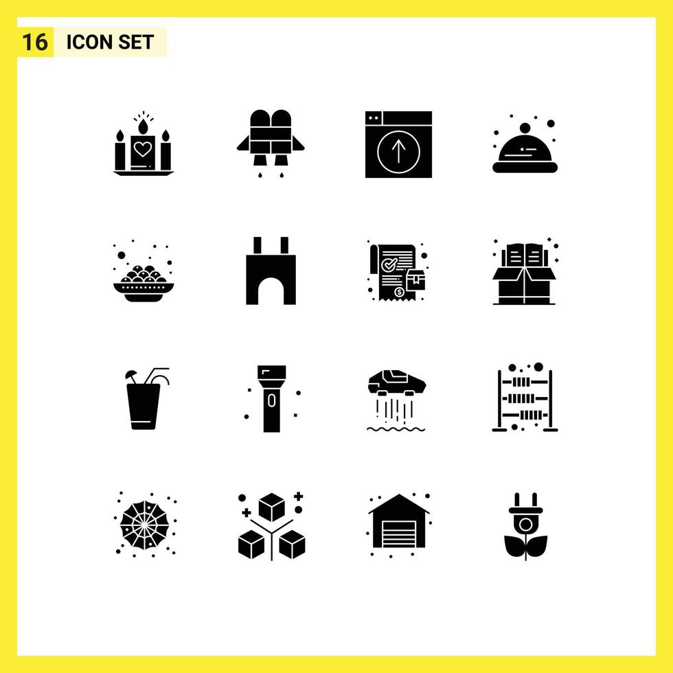 User Interface Pack of 16 Basic Solid Glyphs of vadas india web cake hat Editable Vector Design Elements