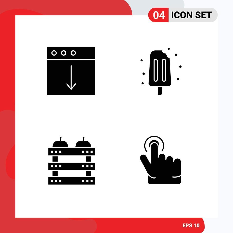 Pack of Modern Solid Glyphs Signs and Symbols for Web Print Media such as app crate mac summer food Editable Vector Design Elements