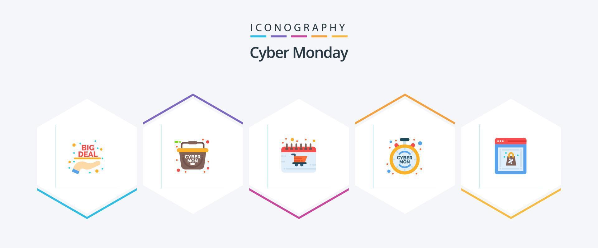 Cyber Monday 25 Flat icon pack including cyber. time. trolley. limited. cyber vector