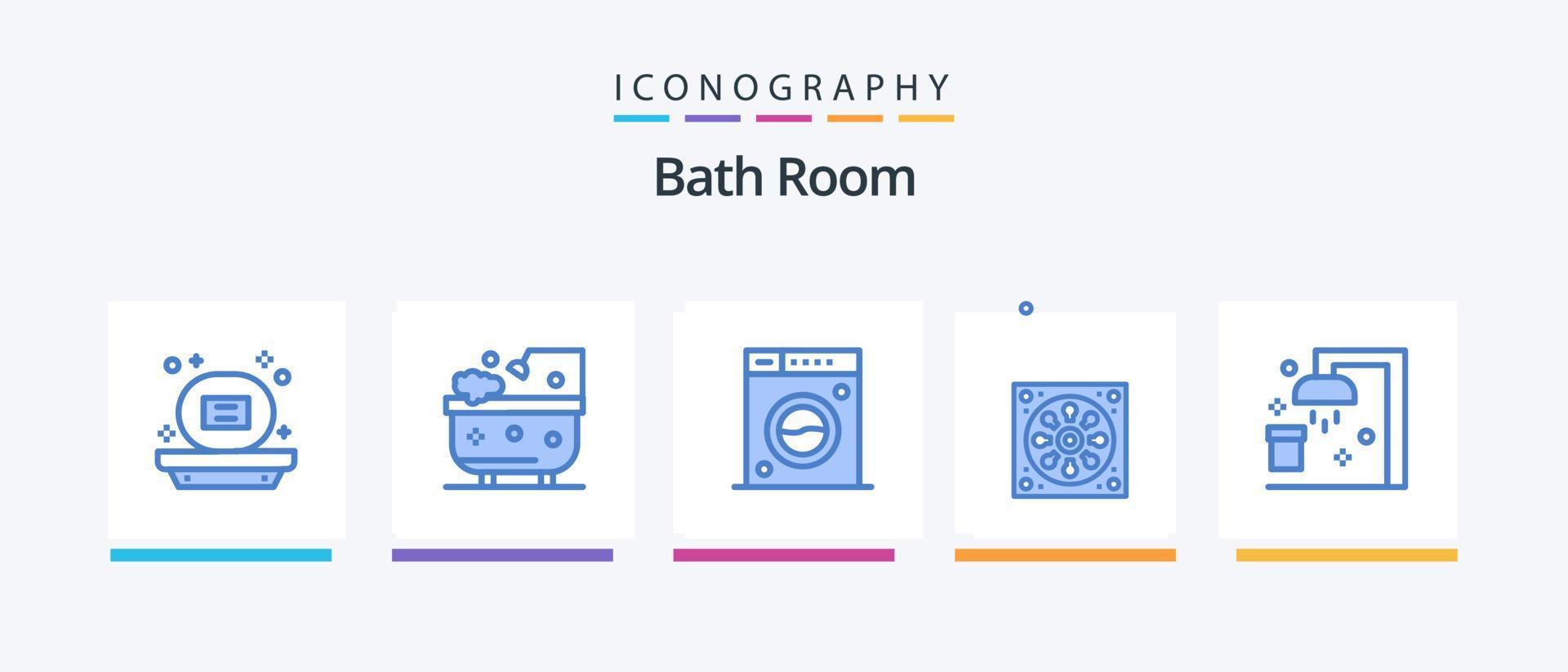 cuarto de baño azul 5 paquete de iconos que incluye limpieza. inodoro. limpio. agujero. baño. diseño de iconos creativos vector