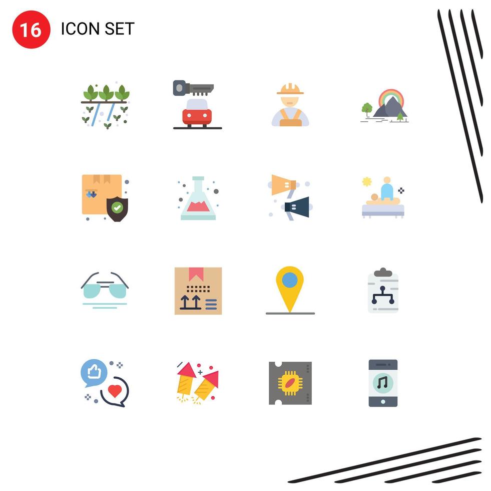 Stock Vector Icon Pack of 16 Line Signs and Symbols for agriculture worker plant security hill Editable Pack of Creative Vector Design Elements