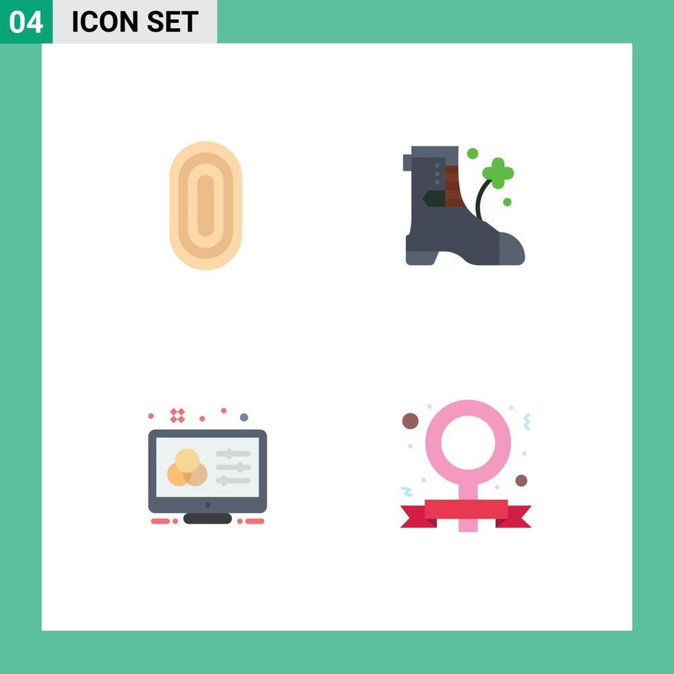 Universal Icon Symbols Group of 4 Modern Flat Icons of adornment adjustment ornamental boot control Editable Vector Design Elements