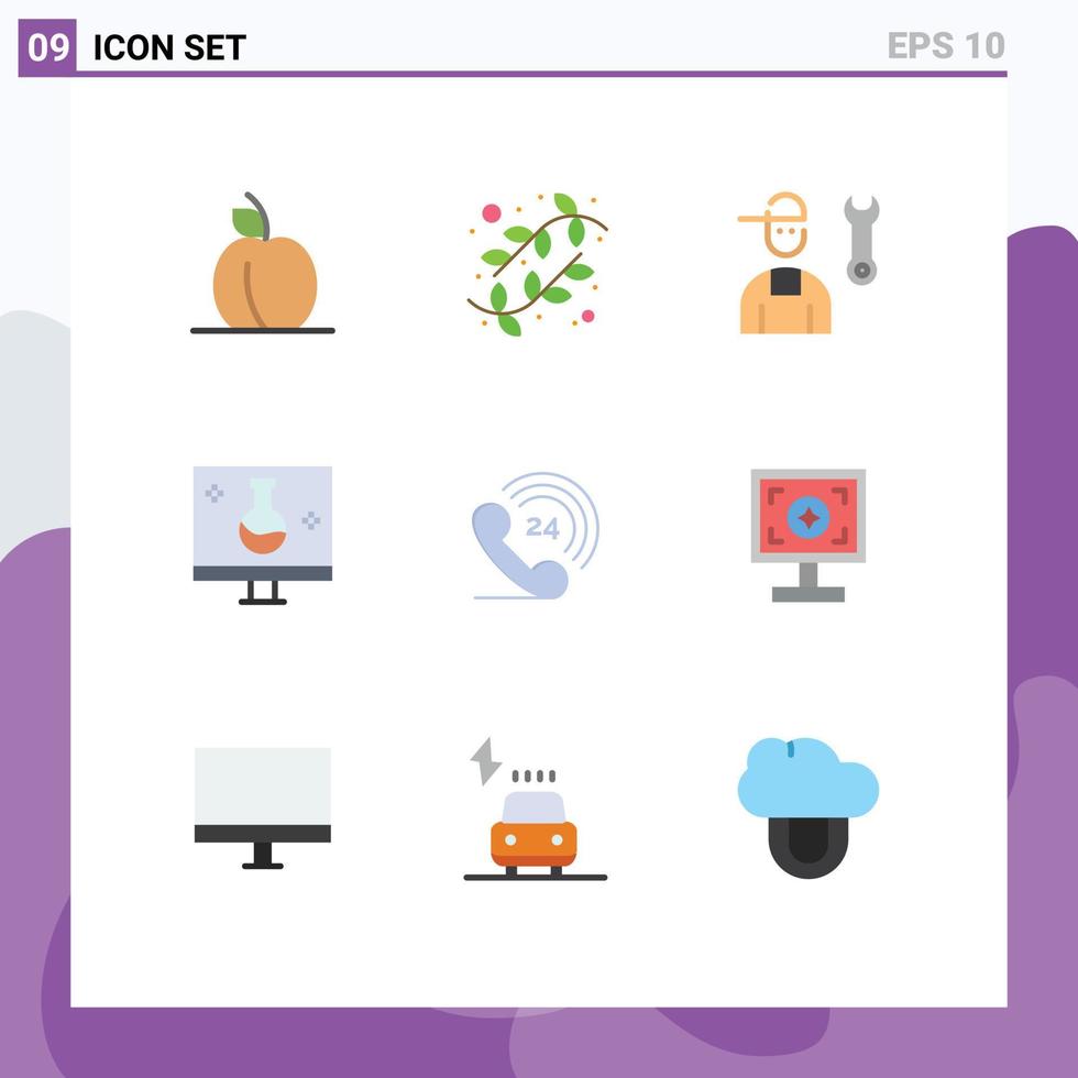 Stock Vector Icon Pack of 9 Line Signs and Symbols for telephone echography man eco testing biology Editable Vector Design Elements