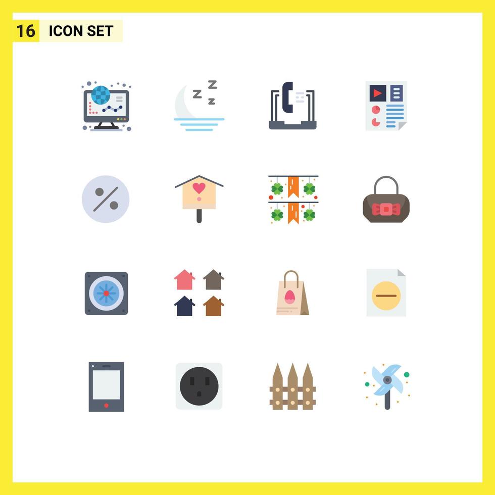 16 Universal Flat Color Signs Symbols of ecommerce communication online forecast help Editable Pack of Creative Vector Design Elements