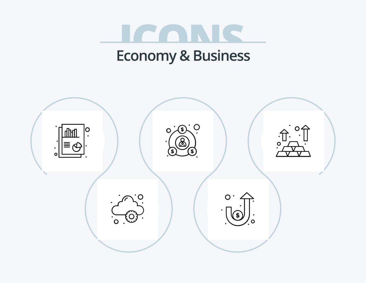 Economy And Business Line Icon Pack 5 Icon Design. purchase. clip board. idea. strategy. business vector