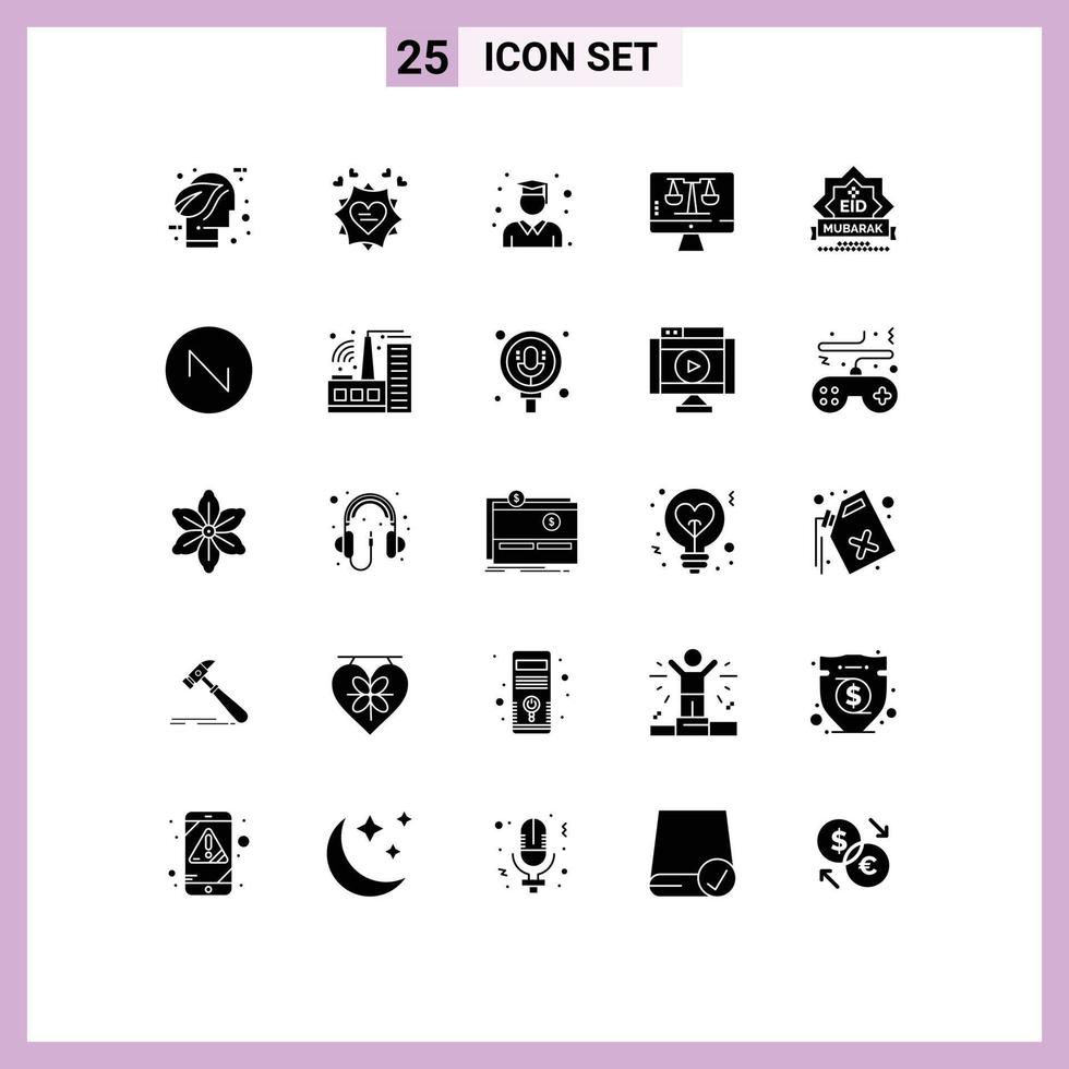 25 Solid Glyph concept for Websites Mobile and Apps eid tecnology heart computer school Editable Vector Design Elements