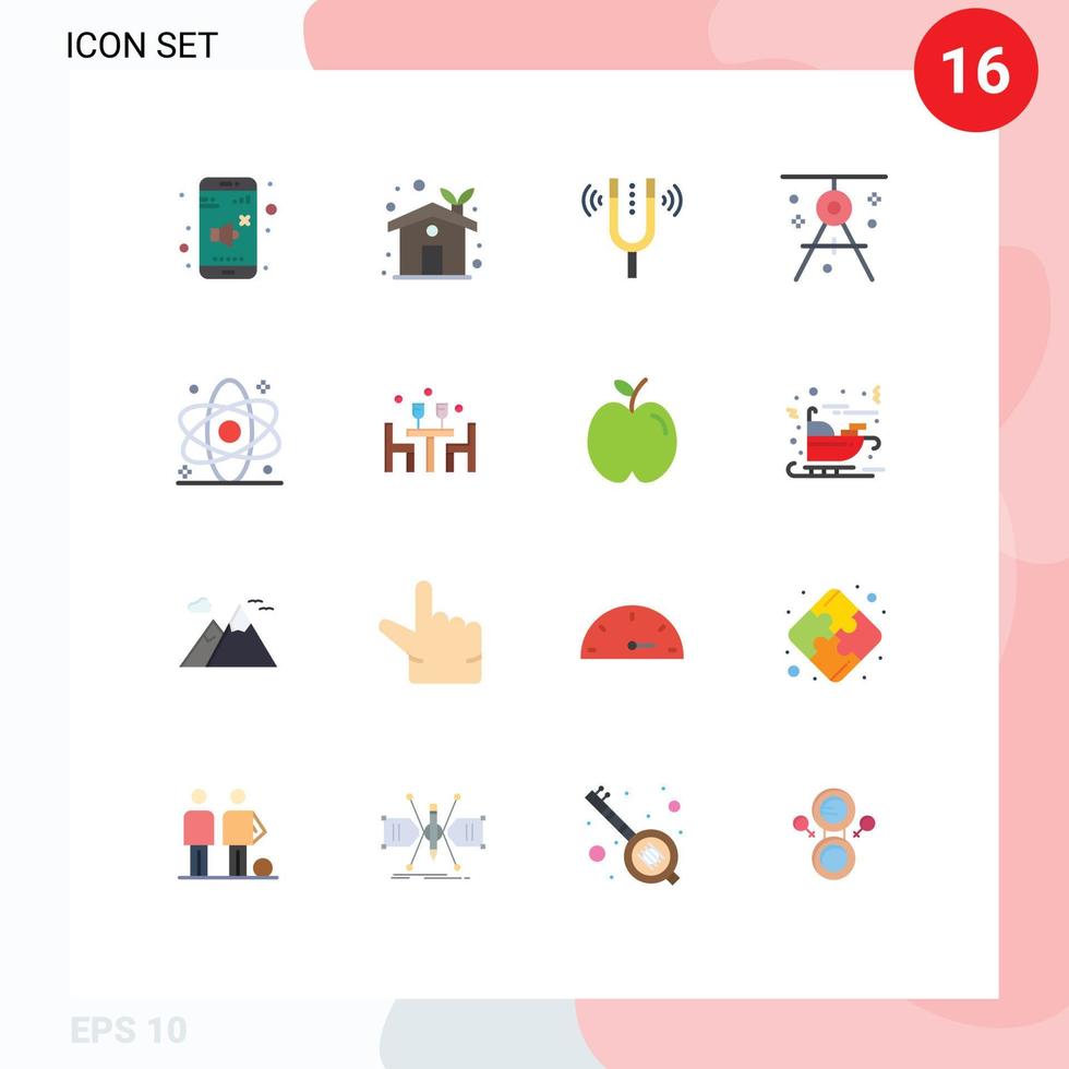 Modern Set of 16 Flat Colors and symbols such as off fork control ecology house pitch Editable Pack of Creative Vector Design Elements