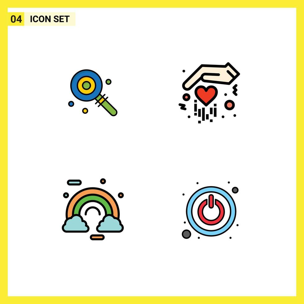 4 iconos creativos signos y símbolos modernos de caramelo colorido dulce amor elementos de diseño vectorial editables irlandeses vector