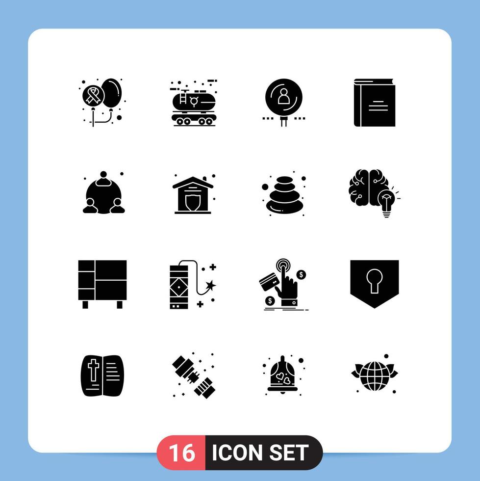 Set of 16 Modern UI Icons Symbols Signs for library book oil recruitment magnifier Editable Vector Design Elements