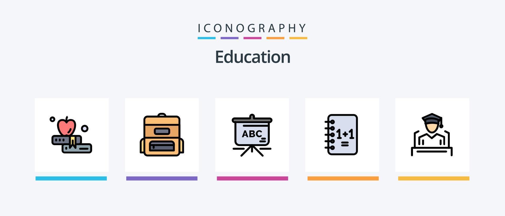 Education Line Filled 5 Icon Pack Including . tools. graduation. geometrical. woman. Creative Icons Design vector