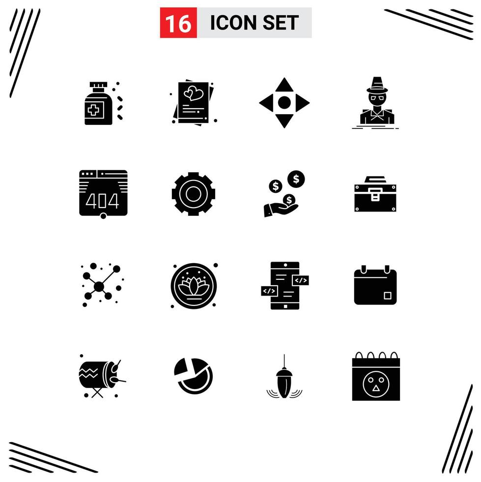 paquete de iconos de vector de stock de 16 signos de línea y símbolos para elementos de diseño de vector editables de hacker de flecha de ladrón de error