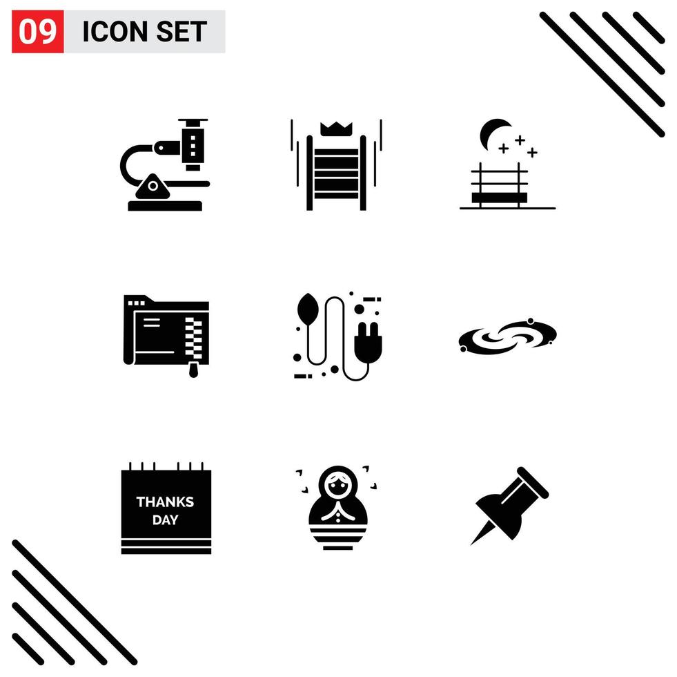 9 Thematic Vector Solid Glyphs and Editable Symbols of concept storage tool server data Editable Vector Design Elements