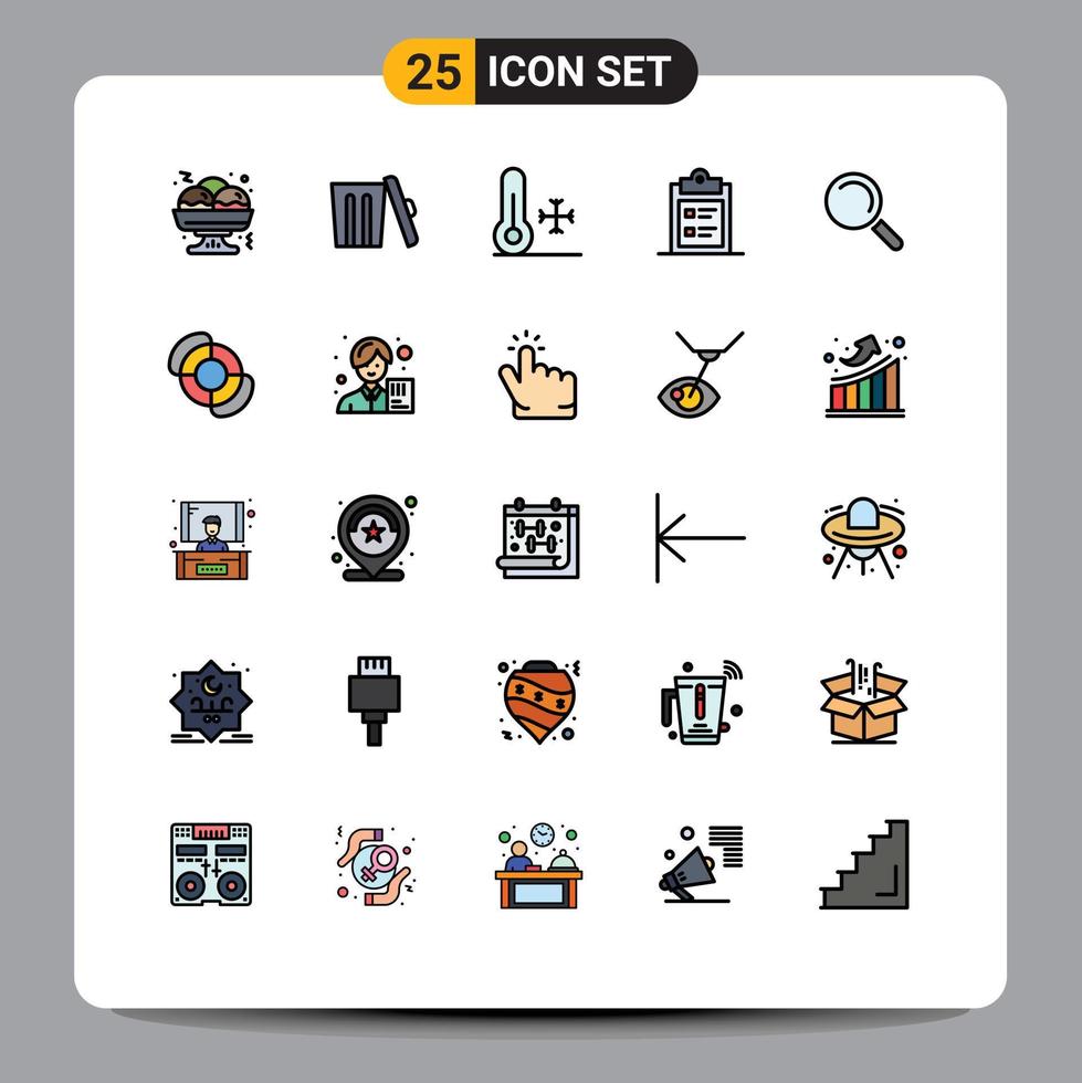 25 iconos creativos signos y símbolos modernos de vista encontrar elementos de diseño vectorial editables del portapapeles de texto de temperatura vector