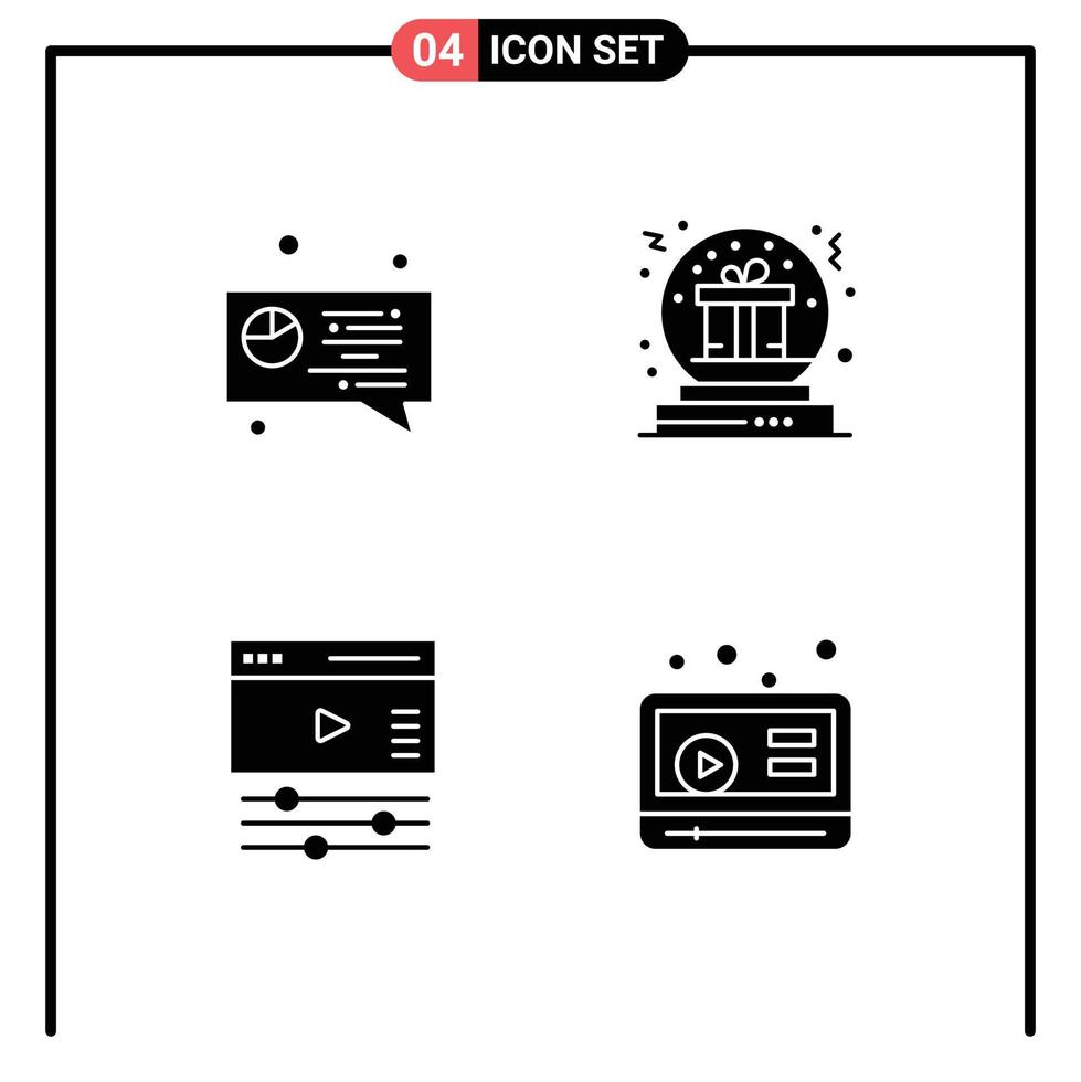 Stock Vector Icon Pack of 4 Line Signs and Symbols for chat page present gift web Editable Vector Design Elements