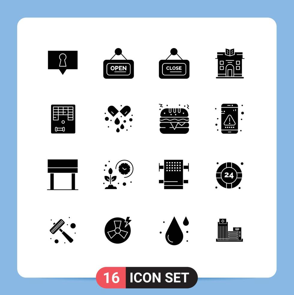 Modern Set of 16 Solid Glyphs Pictograph of play fun board arkanoid life Editable Vector Design Elements