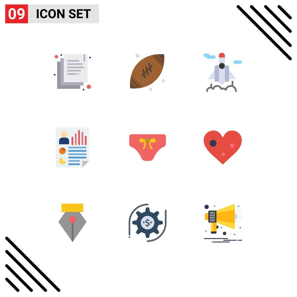 Set of 9 Modern UI Icons Symbols Signs for clothes beach space user page Editable Vector Design Elements