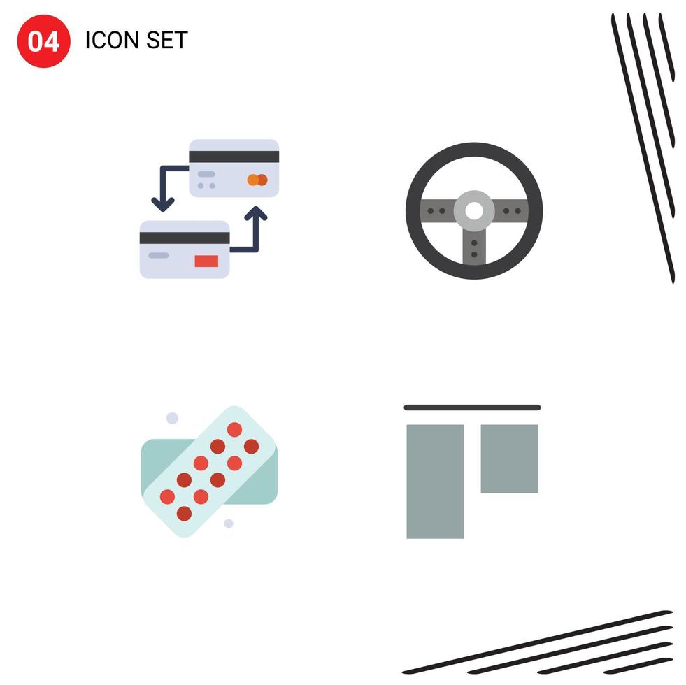 4 Thematic Vector Flat Icons and Editable Symbols of card medical credit game align Editable Vector Design Elements