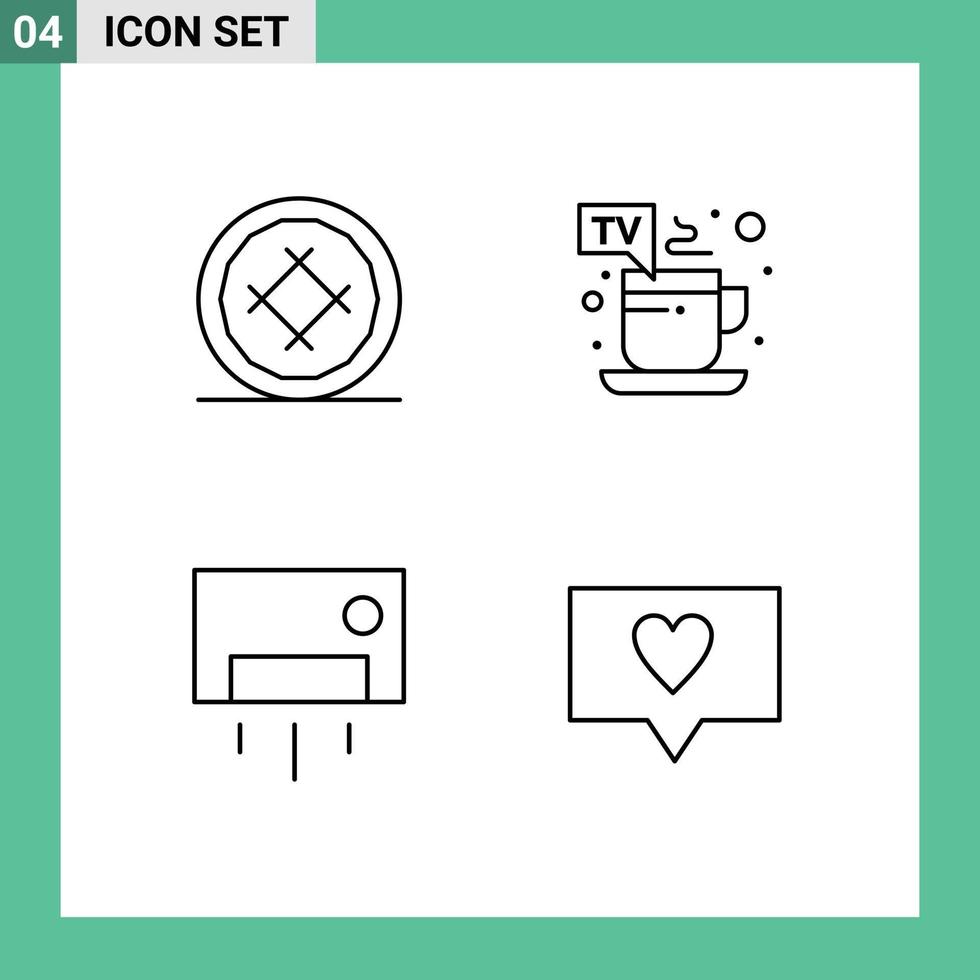 4 Universal Filledline Flat Colors Set for Web and Mobile Applications bakery ac food hot home Editable Vector Design Elements