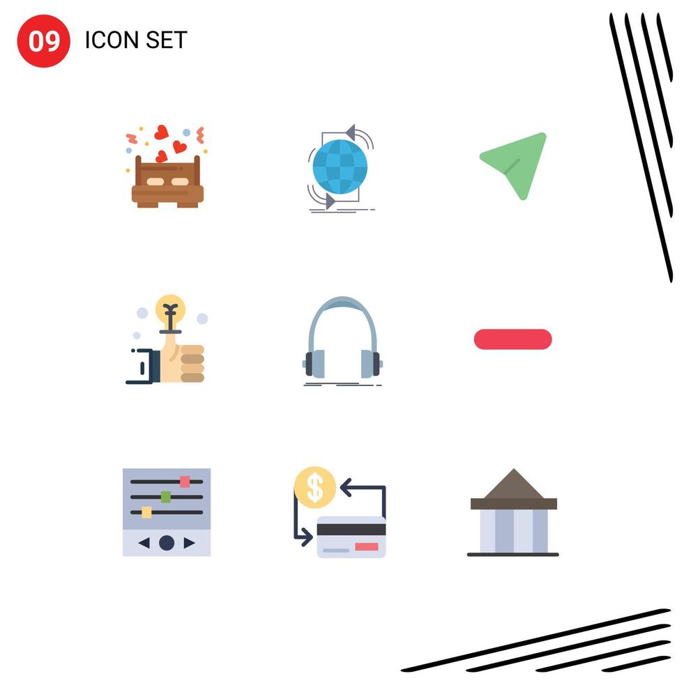 Universal Icon Symbols Group of 9 Modern Flat Colors of audio investment web hand computer Editable Vector Design Elements