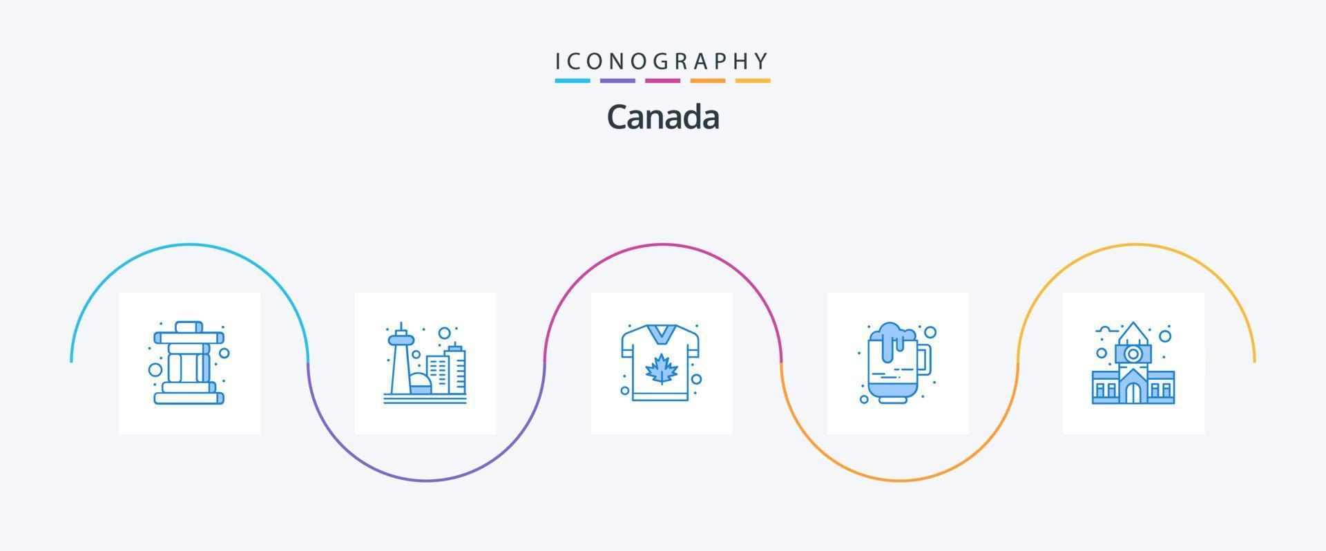 paquete de iconos de canadá azul 5 que incluye canadá. taza. otoño. Canadá. cerveza vector