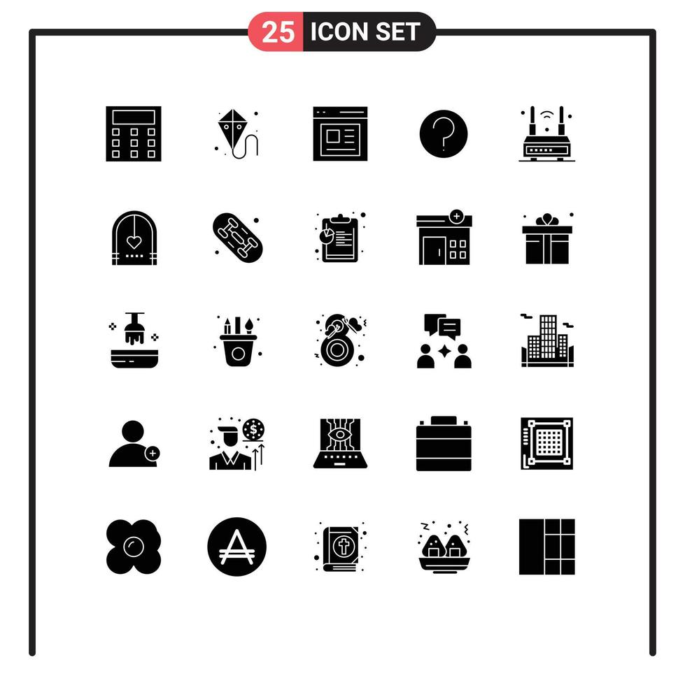 Set of 25 Commercial Solid Glyphs pack for technology internet content mark help Editable Vector Design Elements