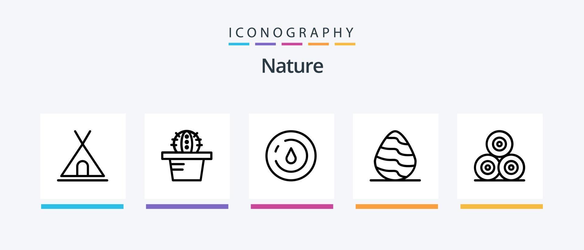 paquete de iconos de la línea natural 5 que incluye el sol. naturaleza. bambú. jardinería. flor. diseño de iconos creativos vector