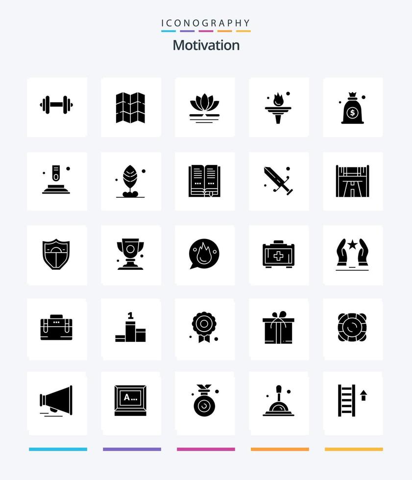Creative Motivation 25 Glyph Solid Black icon pack  Such As bag. dollar. spa. training. education vector