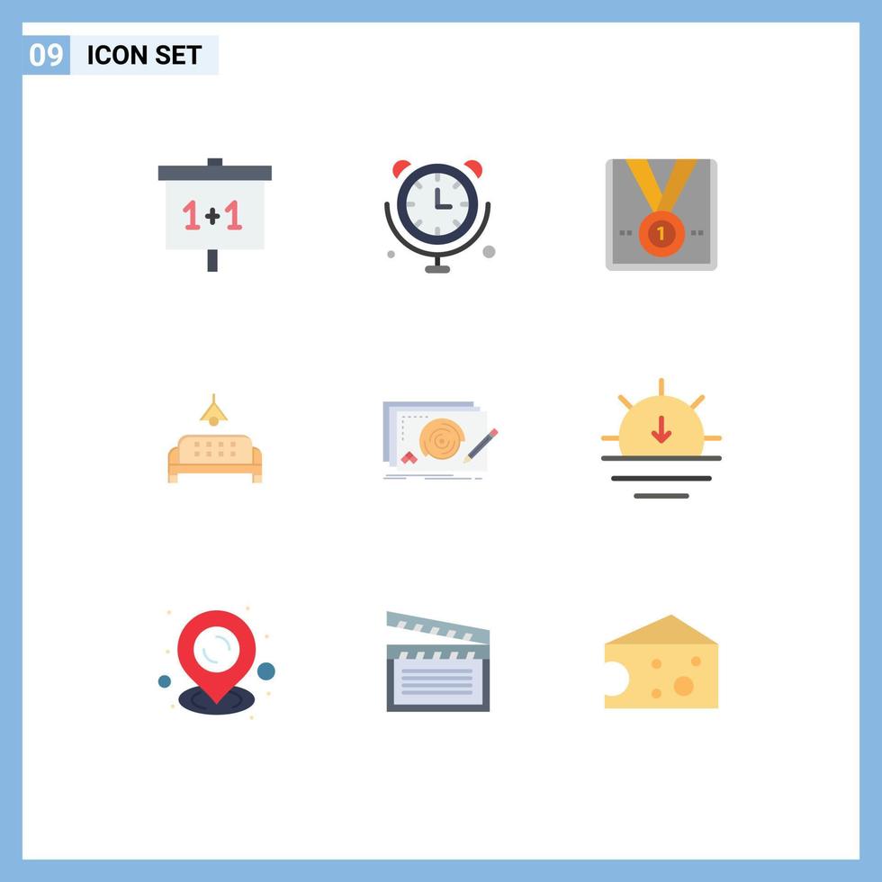 Stock Vector Icon Pack of 9 Line Signs and Symbols for level lump award furniture trophy Editable Vector Design Elements