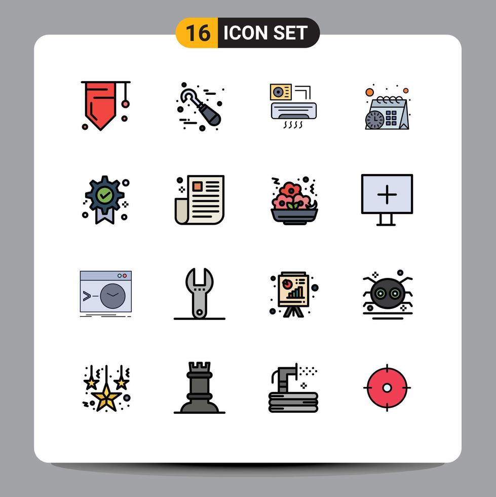 conjunto de 16 iconos de interfaz de usuario modernos signos de símbolos para el calendario de tiempo de aire del premio ganador elementos de diseño de vectores creativos editables