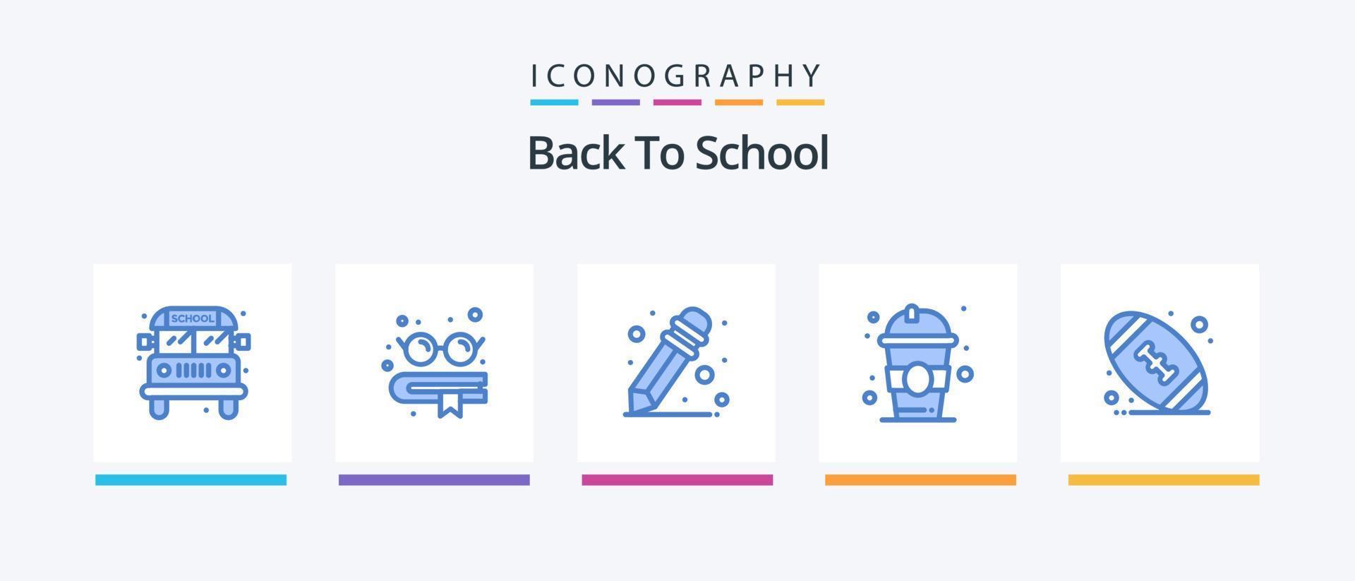 Back To School Blue 5 Icon Pack Including . drink. football. american. Creative Icons Design vector