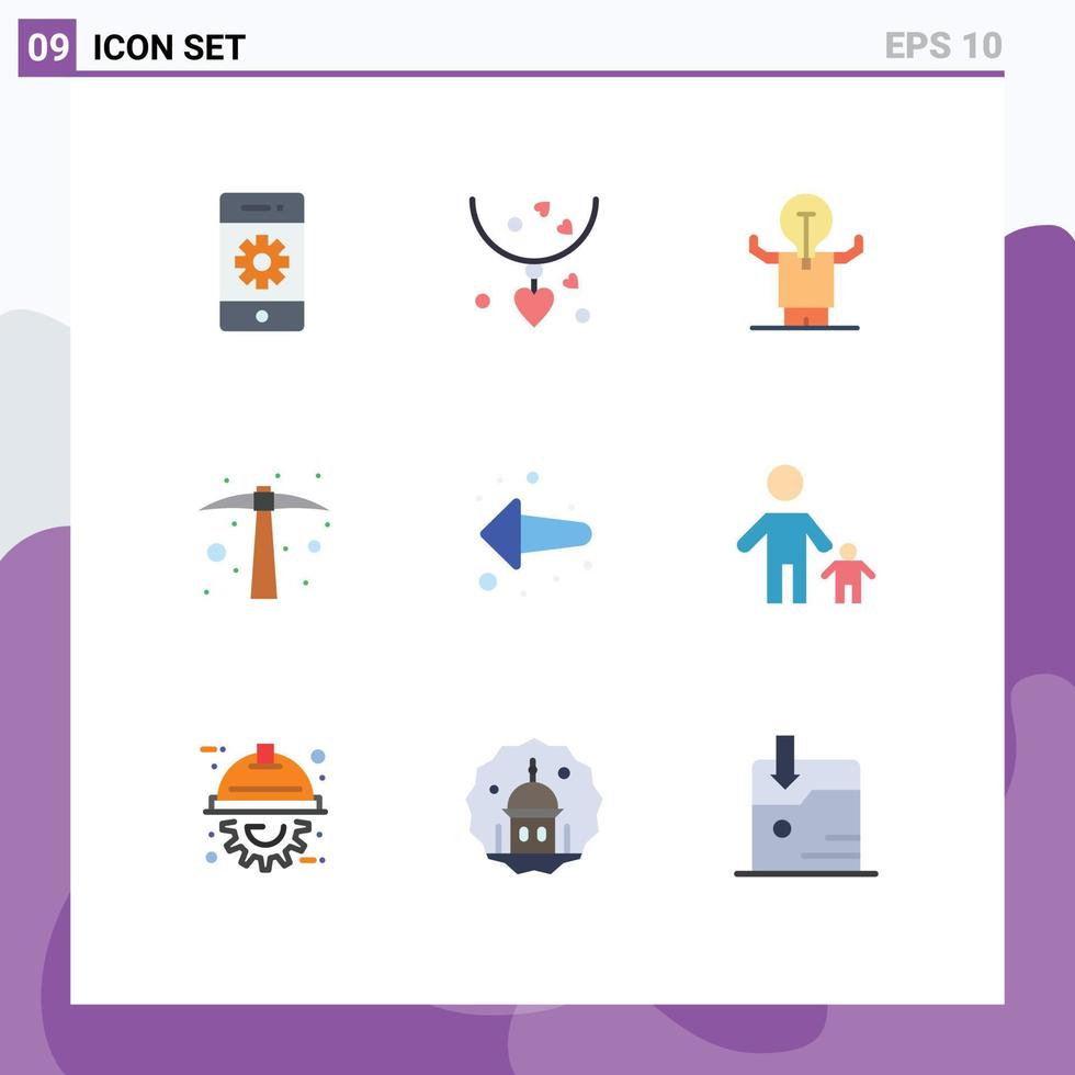 Universal Icon Symbols Group of 9 Modern Flat Colors of tool hoe mother hard work person Editable Vector Design Elements