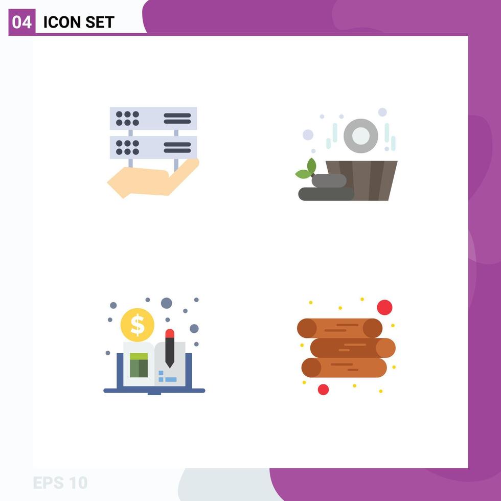 Flat Icon Pack of 4 Universal Symbols of data distributed ledger book control basket log Editable Vector Design Elements