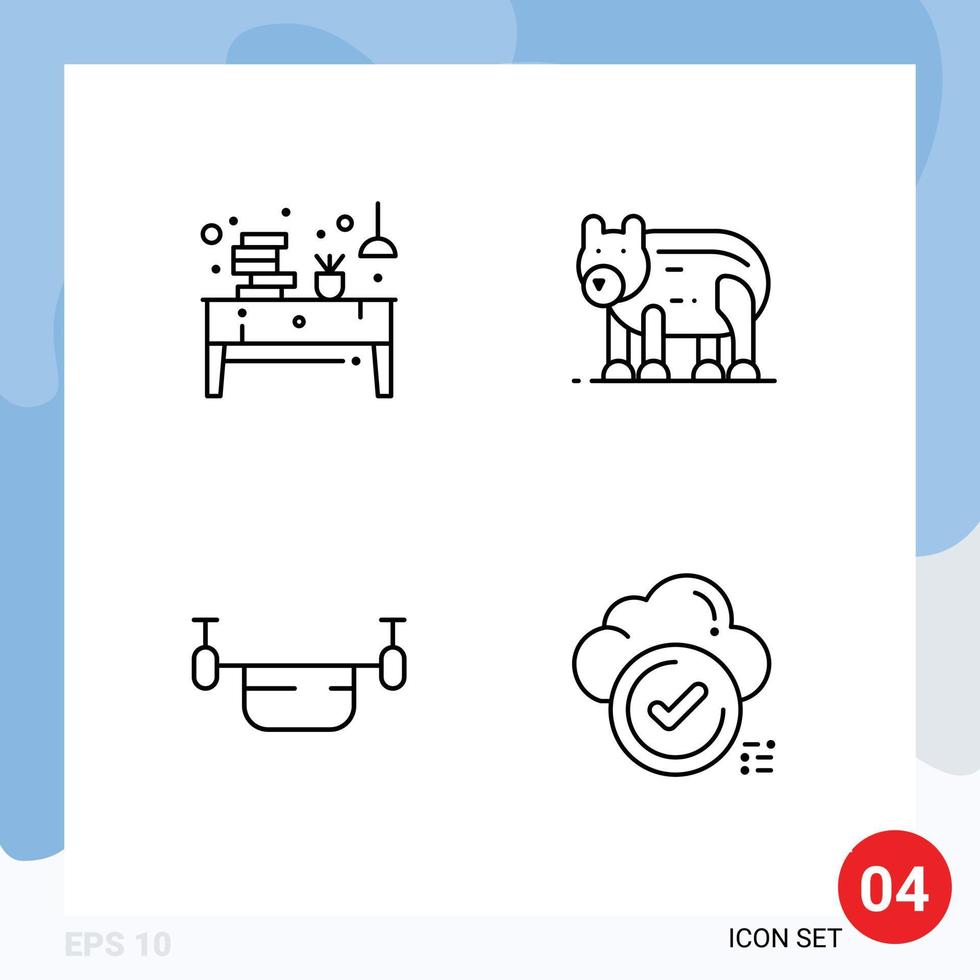 Stock Vector Icon Pack of 4 Line Signs and Symbols for book air office bear outline Editable Vector Design Elements