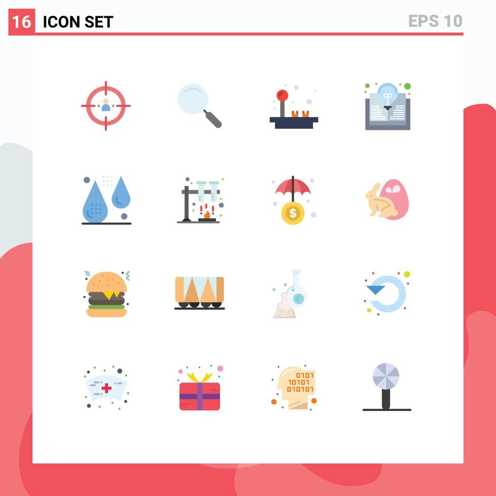 16 Universal Flat Colors Set for Web and Mobile Applications business joystick planning magnifier game Editable Pack of Creative Vector Design Elements