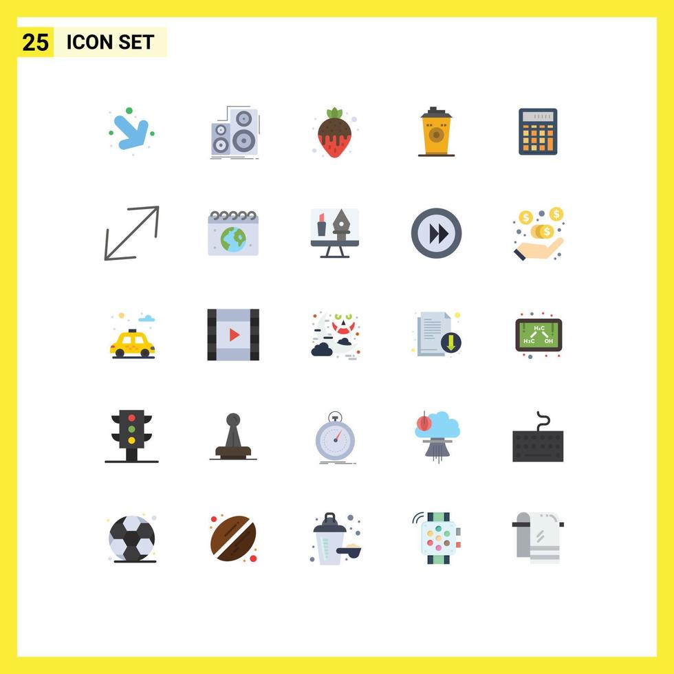 Group of 25 Modern Flat Colors Set for accounting black coffee dessert starbucks coffee Editable Vector Design Elements