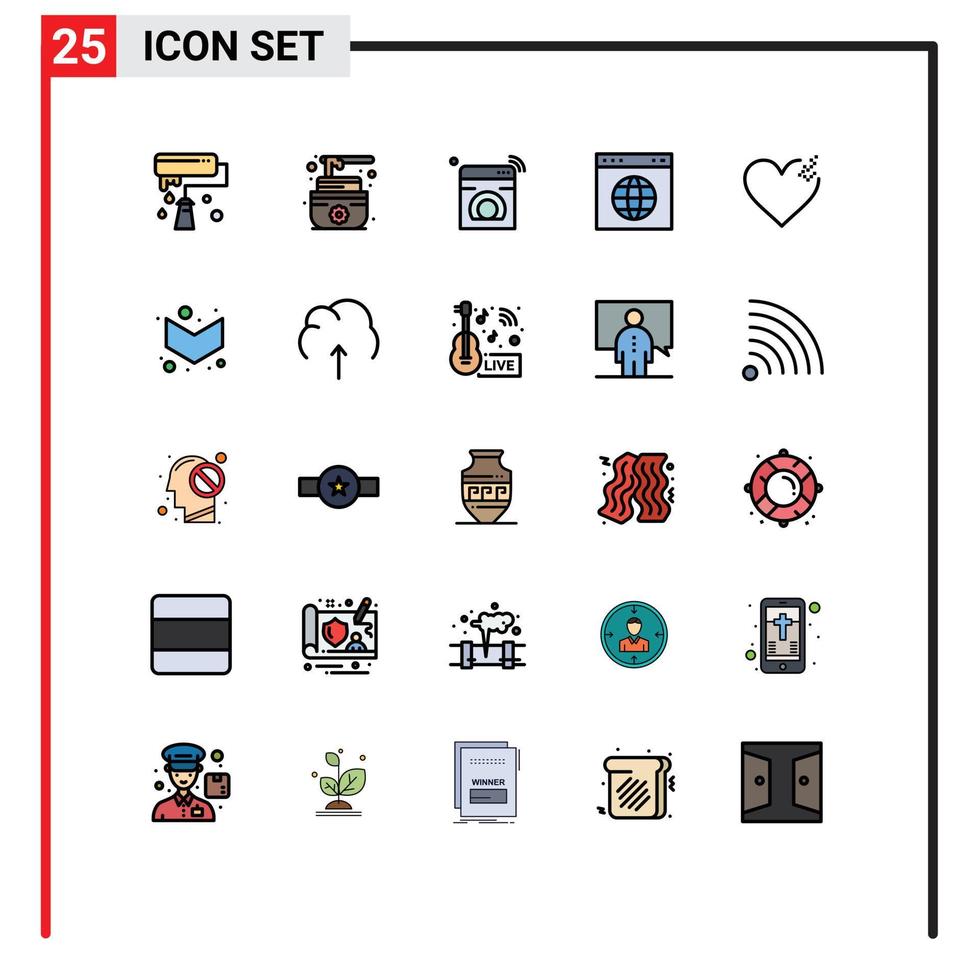 paquete de iconos de vector de stock de 25 signos y símbolos de línea para elementos de diseño de vector editables de globo de url de iot de sitio web roto