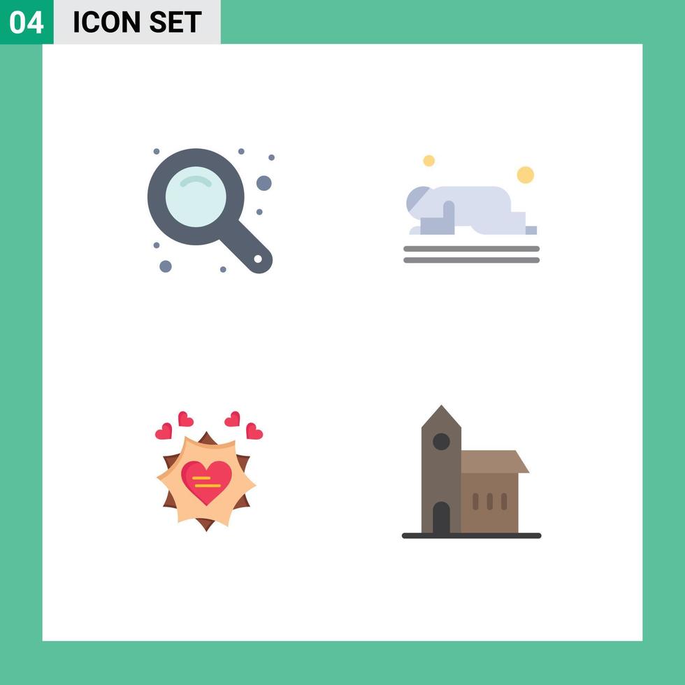 4 Universal Flat Icons Set for Web and Mobile Applications maximize love zoom tool namaz valentine Editable Vector Design Elements