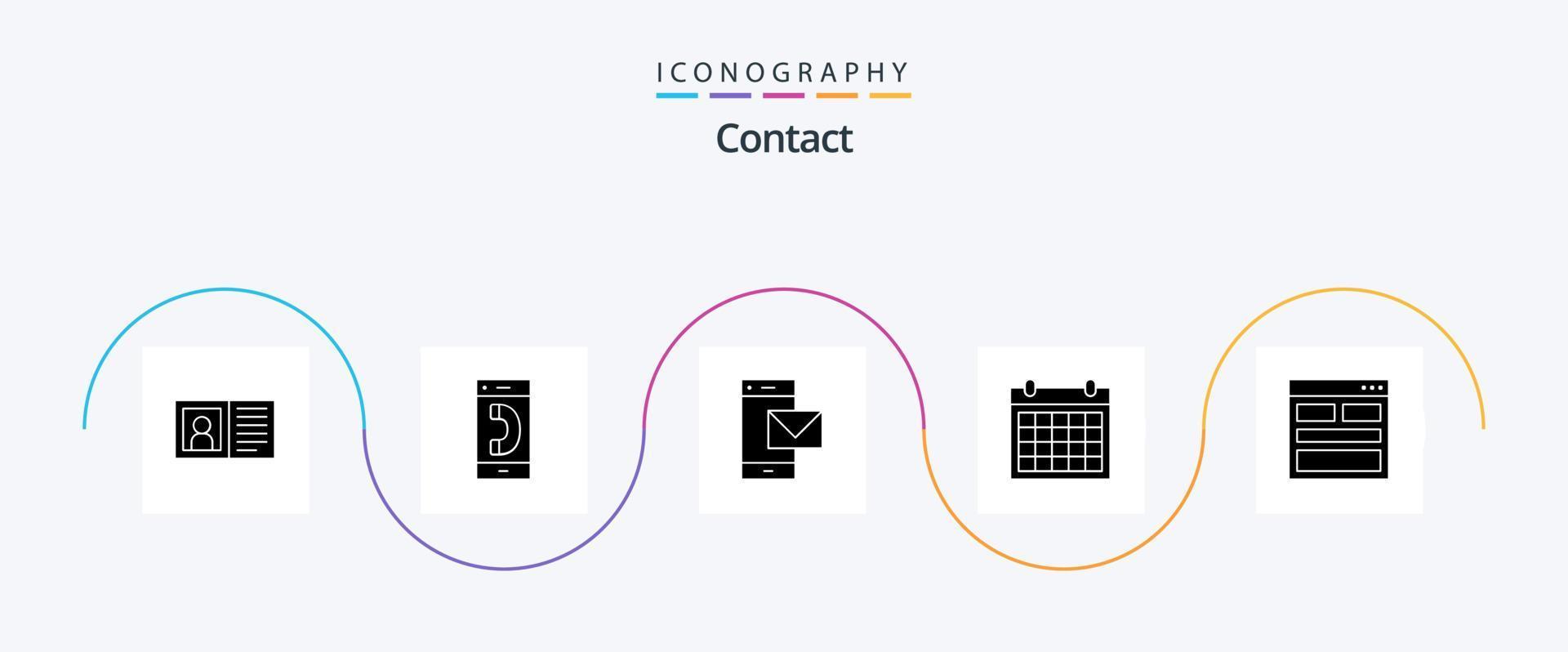 Contact Glyph 5 Icon Pack Including contact. colander. conversation. smart phone. mobile vector