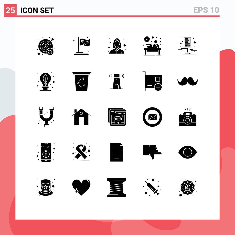 Editable Vector Line Pack of 25 Simple Solid Glyphs of reception hotel witch front beautician Editable Vector Design Elements