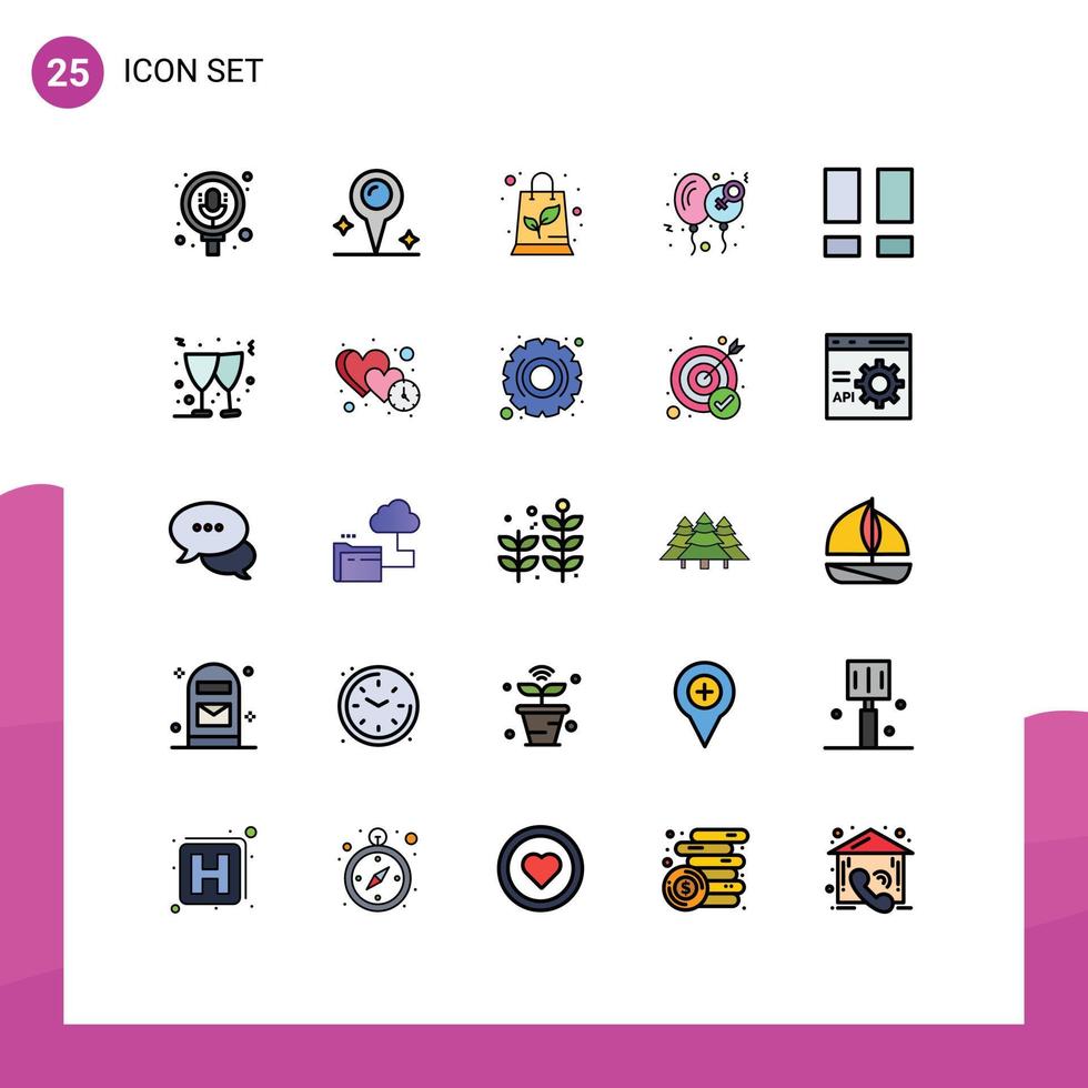 Set of 25 Modern UI Icons Symbols Signs for layout collage ecology women happy Editable Vector Design Elements