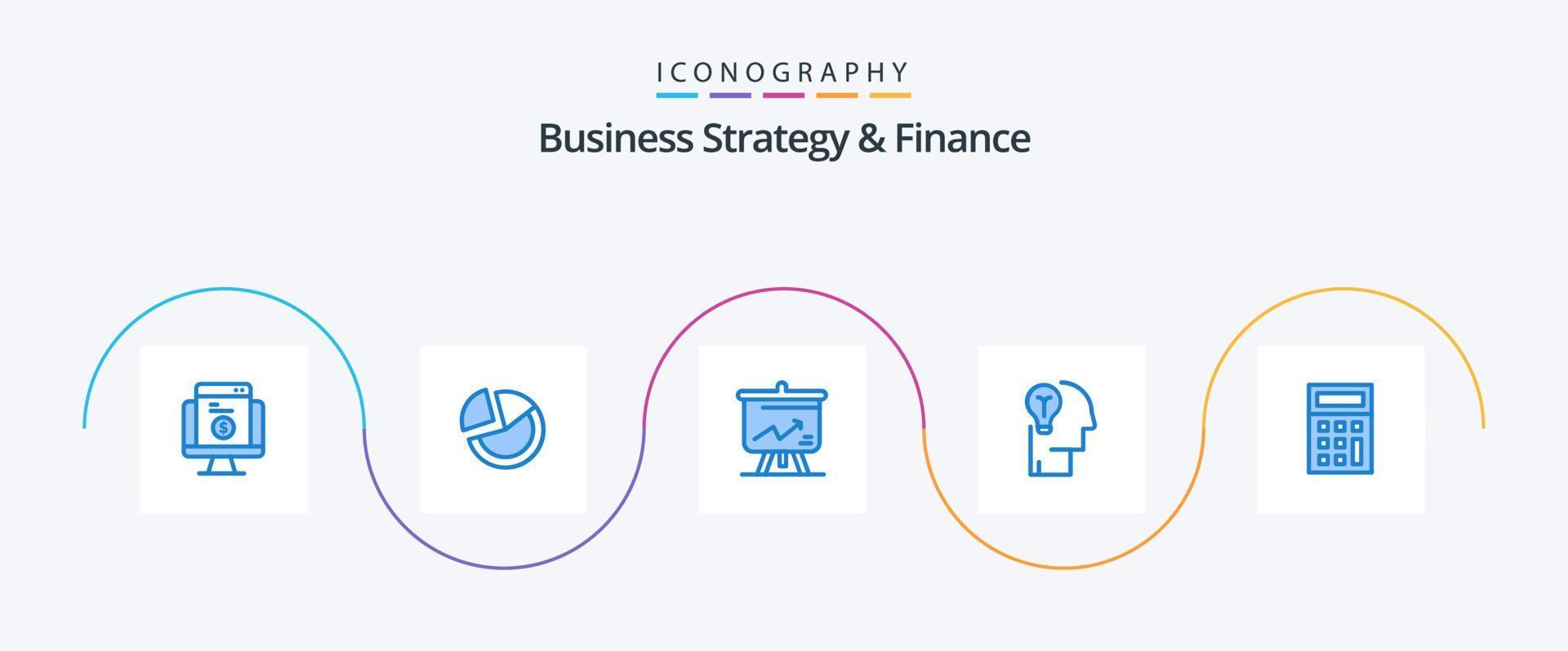 paquete de iconos azul 5 de estrategia empresarial y finanzas que incluye humanos. bulbo. negocio. idea. grafico vector